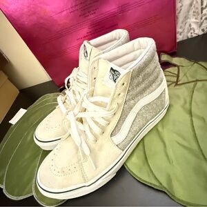 Vans Sk8-Hi Skate Hi Herringbone Cream Hi-Top Mens Size 6 (Women’s 7.5)